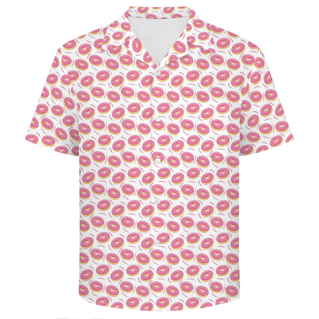 Pink Donuts Men's Crinkle Hawaiian Shirt