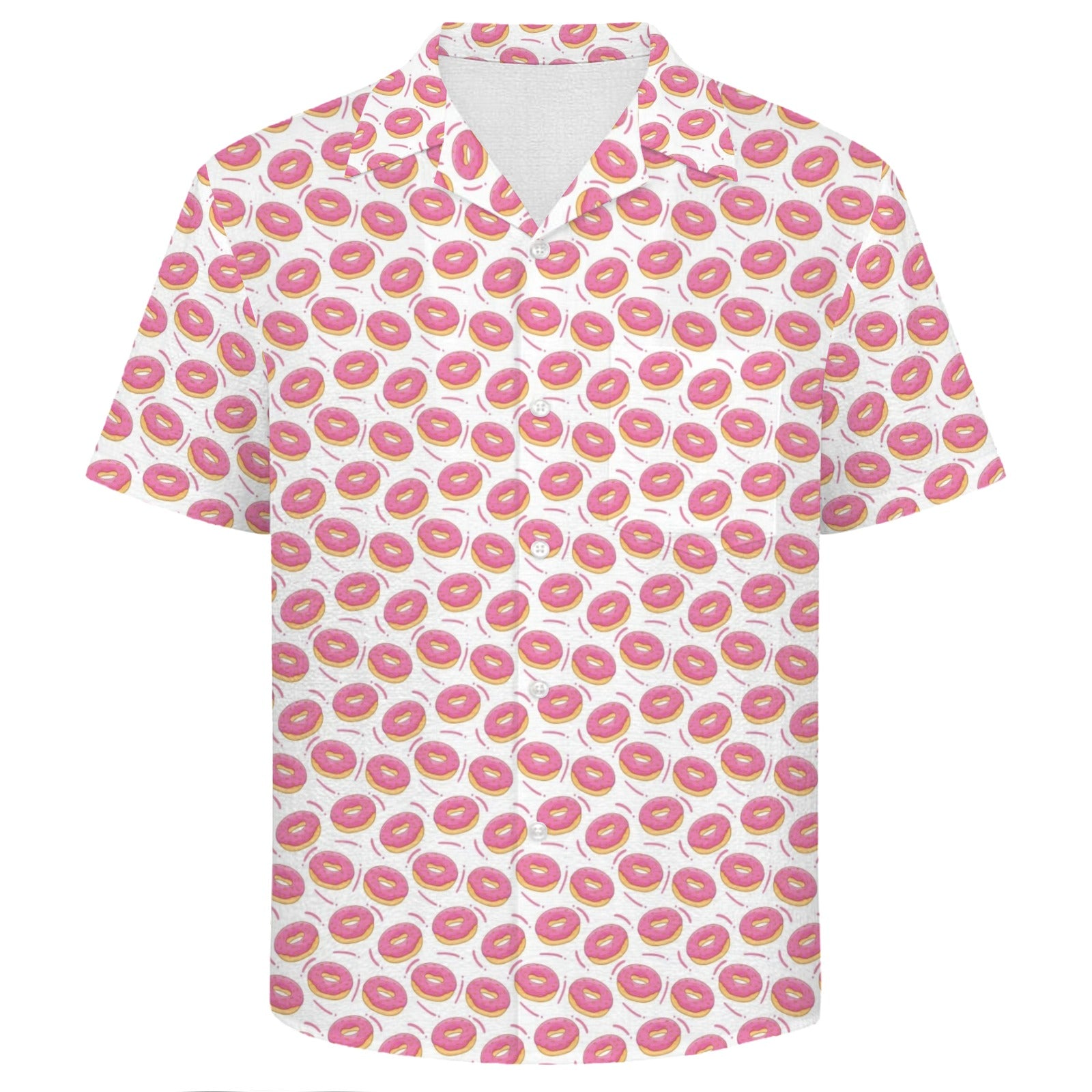Pink Donuts Men's Crinkle Hawaiian Shirt