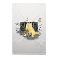 Cat Bass Player AS Colour Tea Towel White One Size Tea Towel animal Music Printed In Australia