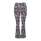 Graphic Flowers On Black High Waist Crossover Tummy Control Flare Leggings High Waist Flare Leggings Plants Printed Offshore