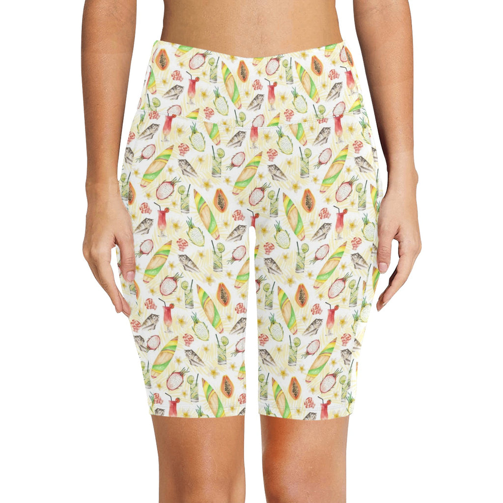 Tropical Surf Women's Bike Shorts With Side Pockets