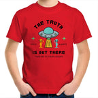 The Truth Is Out There, Alien UFO - Kids Youth T-Shirt Red Kids Youth T-shirt Printed In Australia Sci Fi