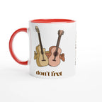 Personalised - Don't Fret - White 11oz Ceramic Mug with Colour Inside Ceramic Red Personalised 11oz Mug customise Globally Fulfilled Music personalise
