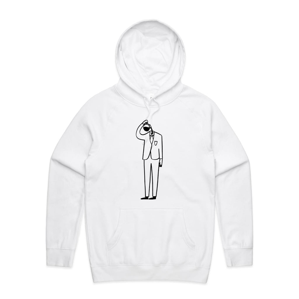 Coffee Brain - Mens Hoodie White Mens Hoodie Coffee Printed In Australia