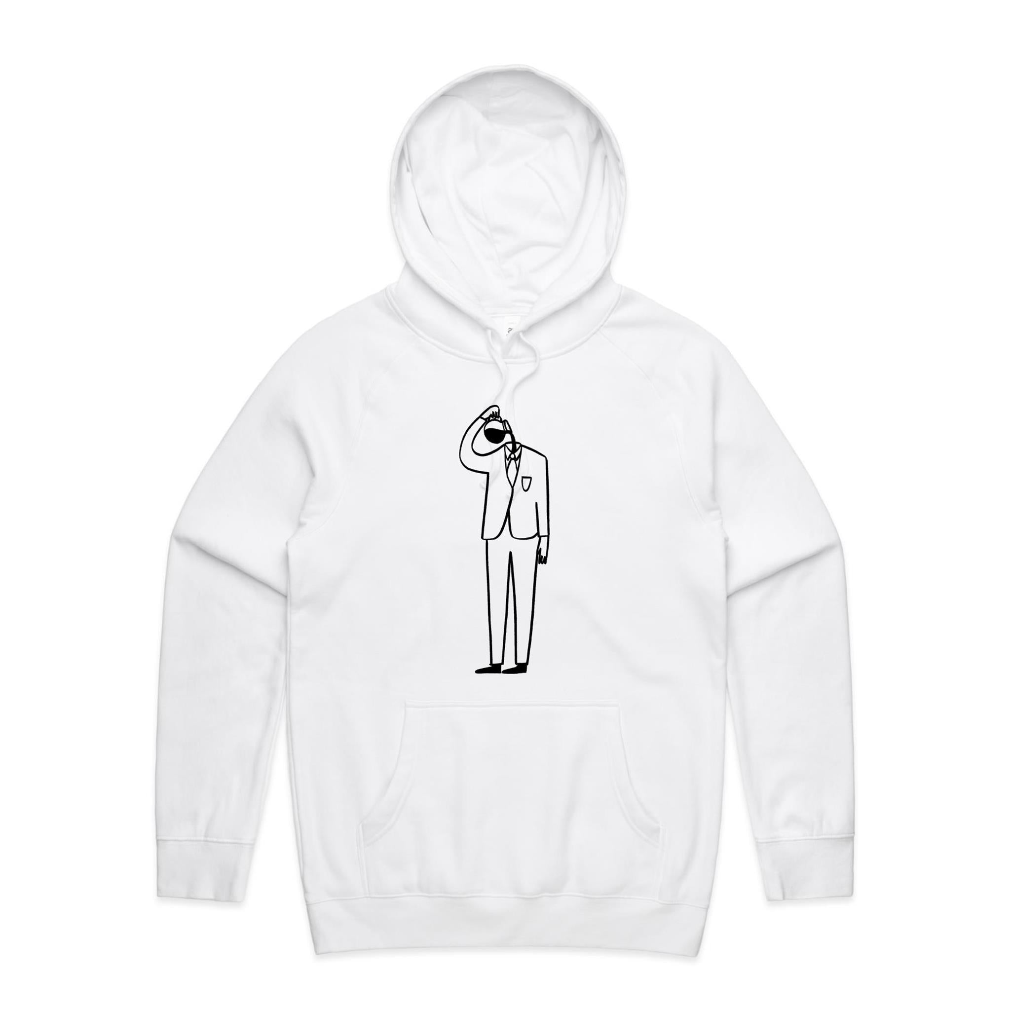 Coffee Brain - Mens Hoodie White Mens Hoodie Coffee Printed In Australia