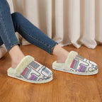 Wah Pedal Women's Fur Trim Thick-Sole Indoor Slippers Women's Fur Trimmed Slippers Music Printed Offshore