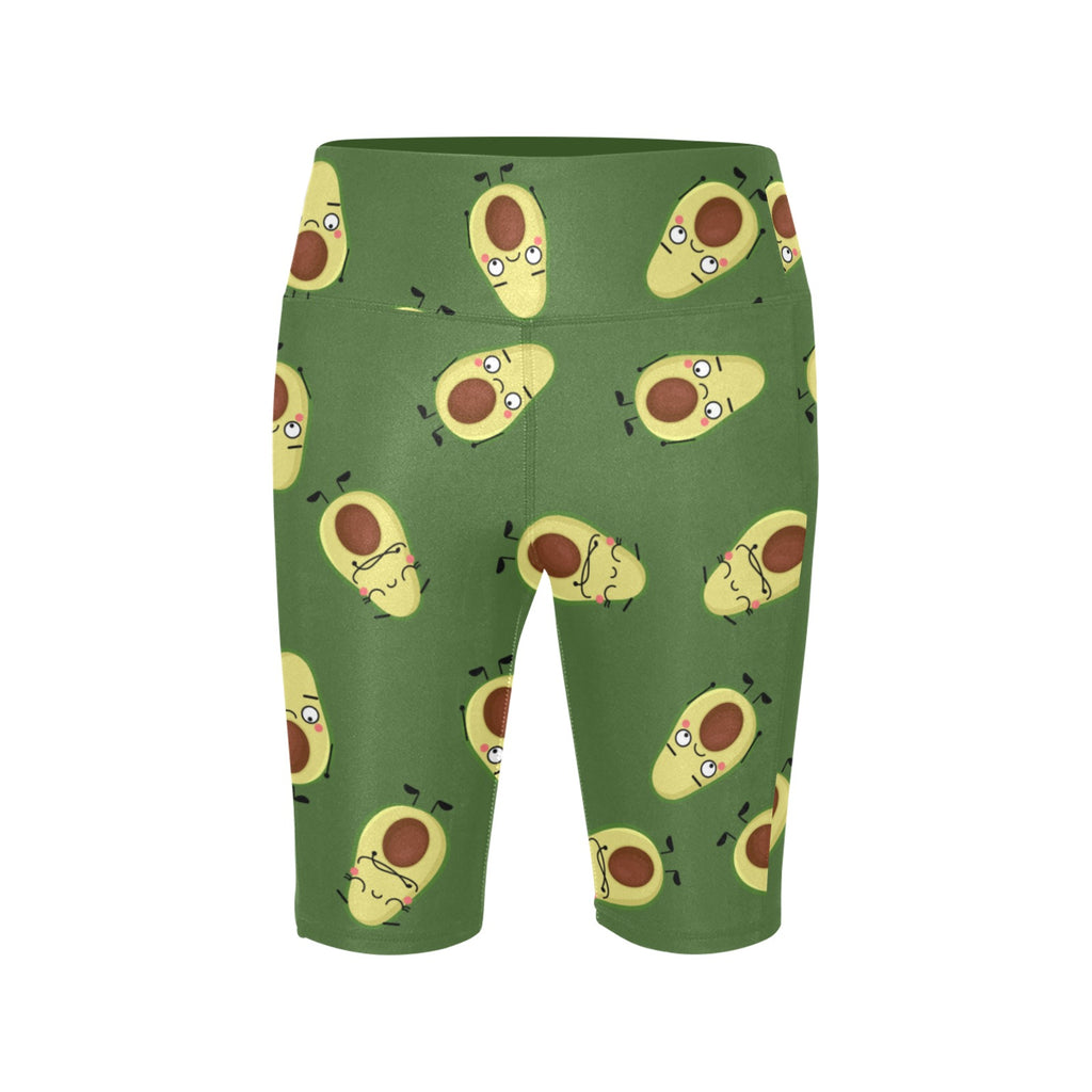 Avocado Characters Women's Bike Shorts With Side Pockets Women's Bike Shorts Food Printed Offshore