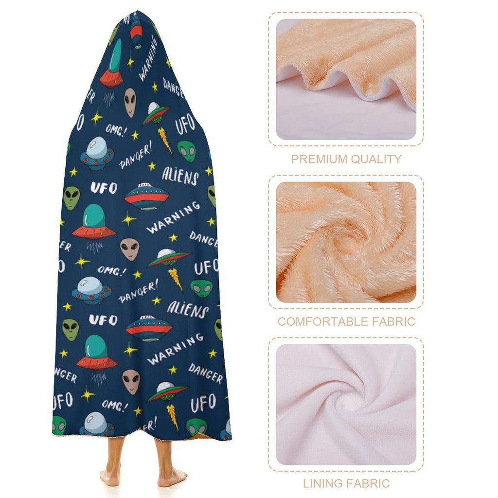 UFO's And Aliens Kids Hooded Blanket 100cm x 130cm Kids Hooded Blanket Printed Offshore Sci Fi