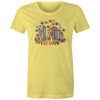 Freedom, Reading Books - Womens T-shirt Yellow Womens T-shirt Printed In Australia Reading