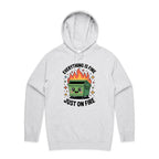 Skip Bin, Dumpster Fire Men's AS Colour Hoodie White Marle Mens Hoodie Printed In Australia