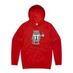 Cranky Cat, Not Before My Coffee - Mens Hoodie Red Mens Hoodie animal Coffee Printed In Australia