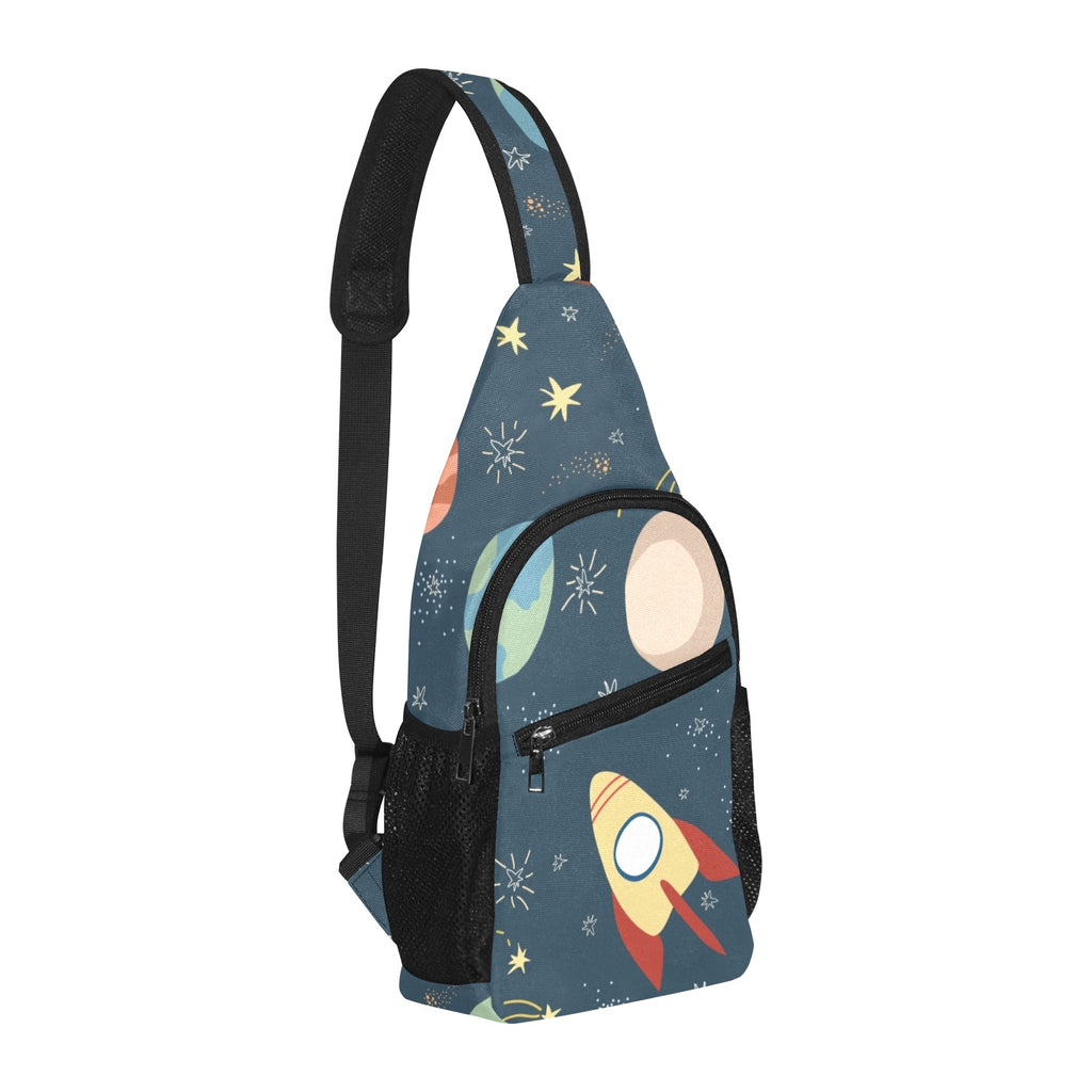 Rocket and Planets In Space - Chest Bag