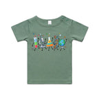 Science Characters AS Colour Baby T-shirt Sage Baby T-shirt Printed In Australia Science