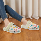 Brass Musical Instruments Women's Fur Trim Thick-Sole Indoor Slippers Women's Fur Trimmed Slippers Music Printed Offshore