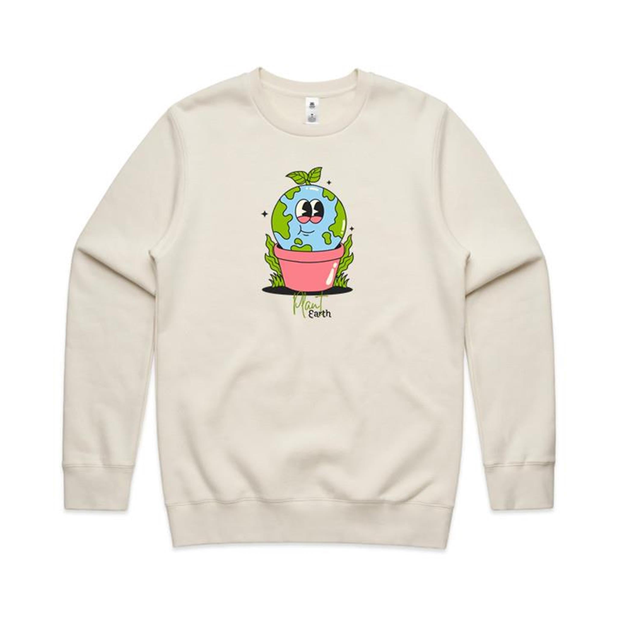 Plant Earth - AS Colour Stencil Crew Sweatshirt Ecru Sweatshirt Environment Printed In Australia