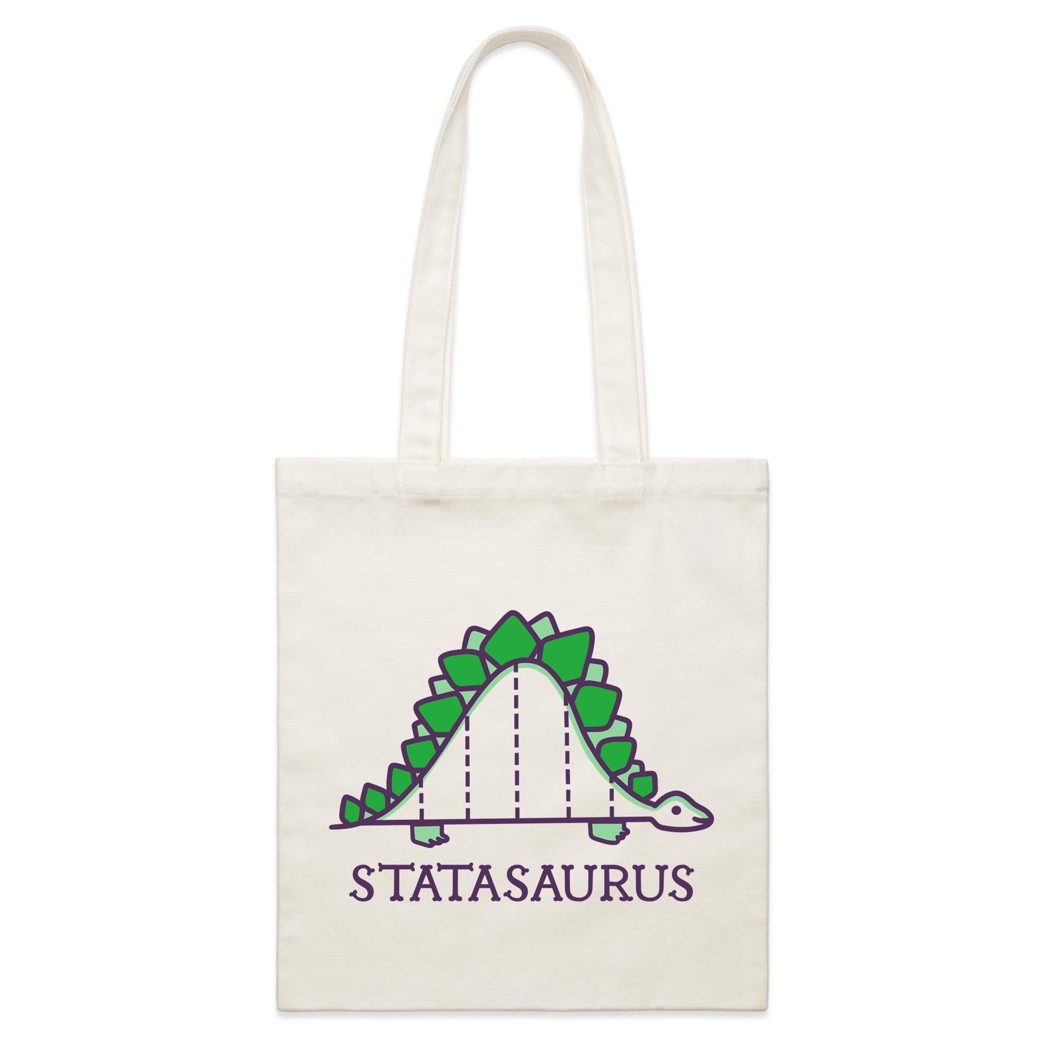 Statasaurus, Maths Dinosaur - Parcel Canvas Tote Bag Default Title Small Tote Bag Maths Printed In Australia