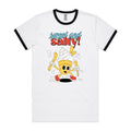 Sweet And Salty, Ice Cream And Fries Men's AS Colour Ringer Tee White Black Ringer T-Shirt Food Printed In Australia