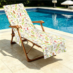 Tropical Surf Beach Chair Towel Cover with Side Pockets