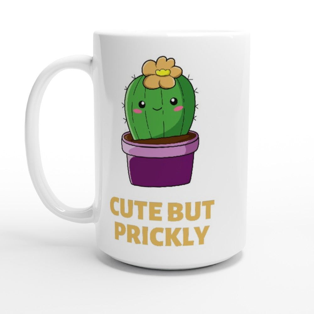 Cactus, Cute But Prickly - White 15oz Ceramic Mug Default Title 15oz Mug Globally Fulfilled plant
