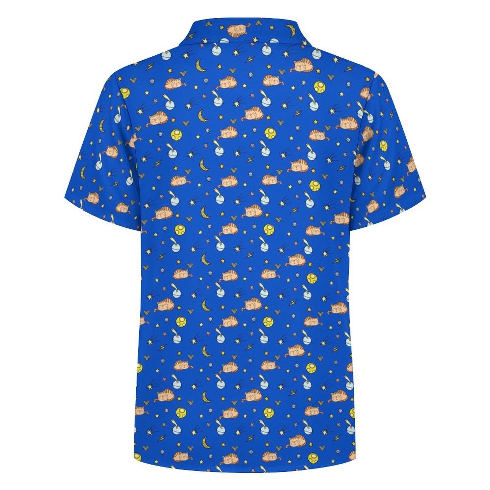 Cats In Space Kids Youth Short Sleeve Button Up Shirt