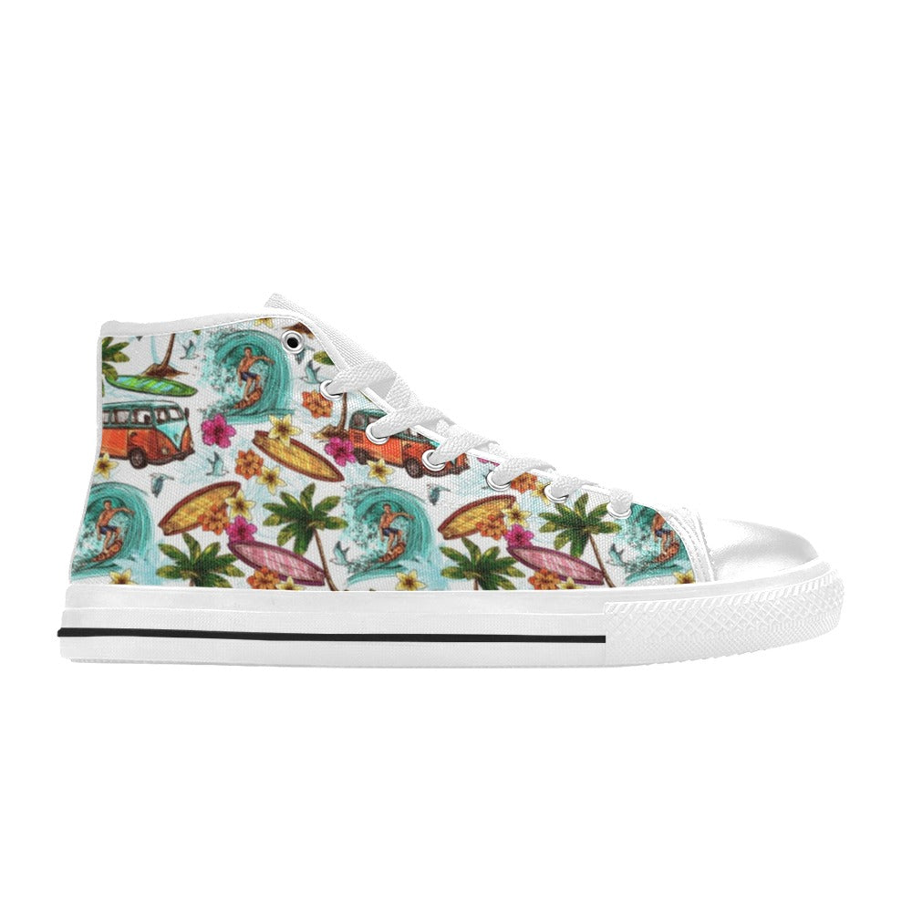 Surfing Safari Men's High Top Canvas Shoes Men's Classic High Top Canvas Shoes Printed Offshore Surf