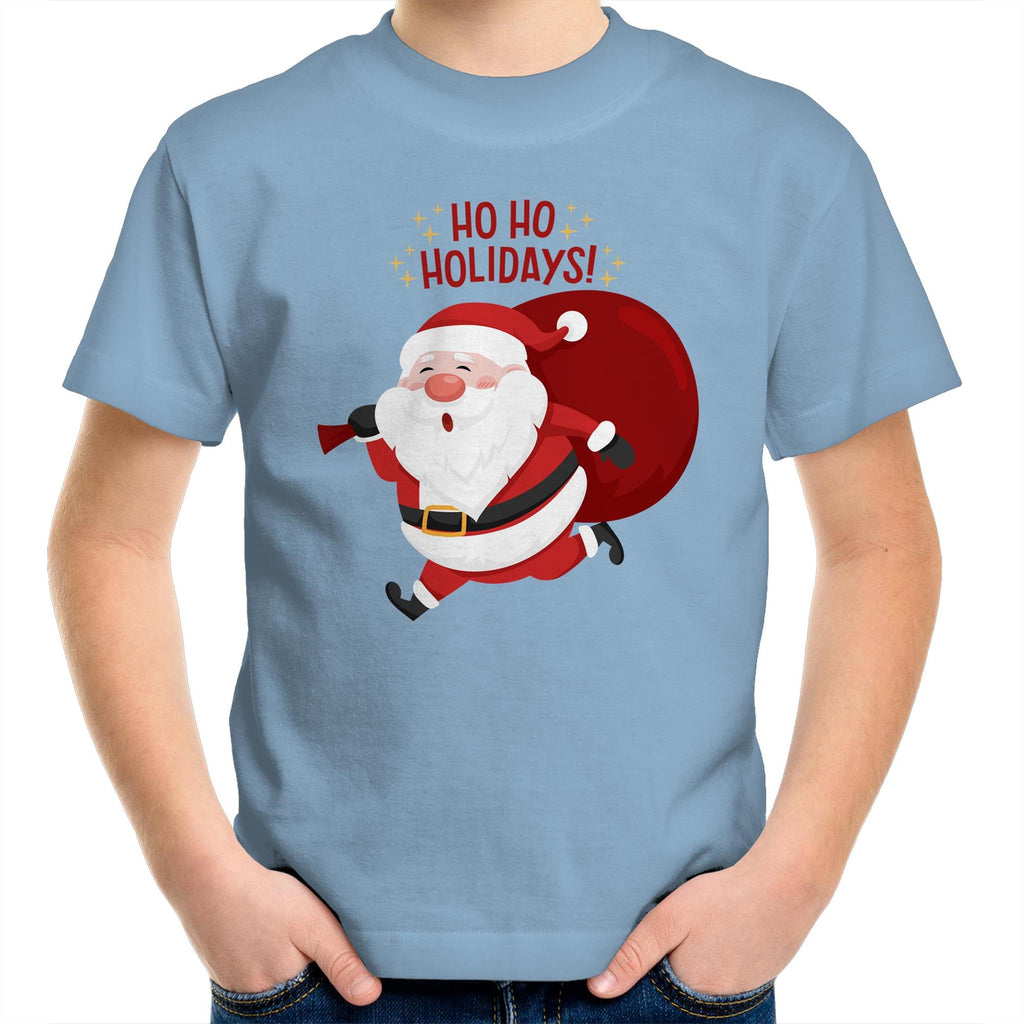 Santa Ho Ho Holidays, Christmas - Kids Youth T-Shirt Carolina Blue Kids Christmas T-shirt Christmas Printed In Australia