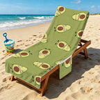 Avocado Characters Beach Chair Towel Cover with Side Pockets