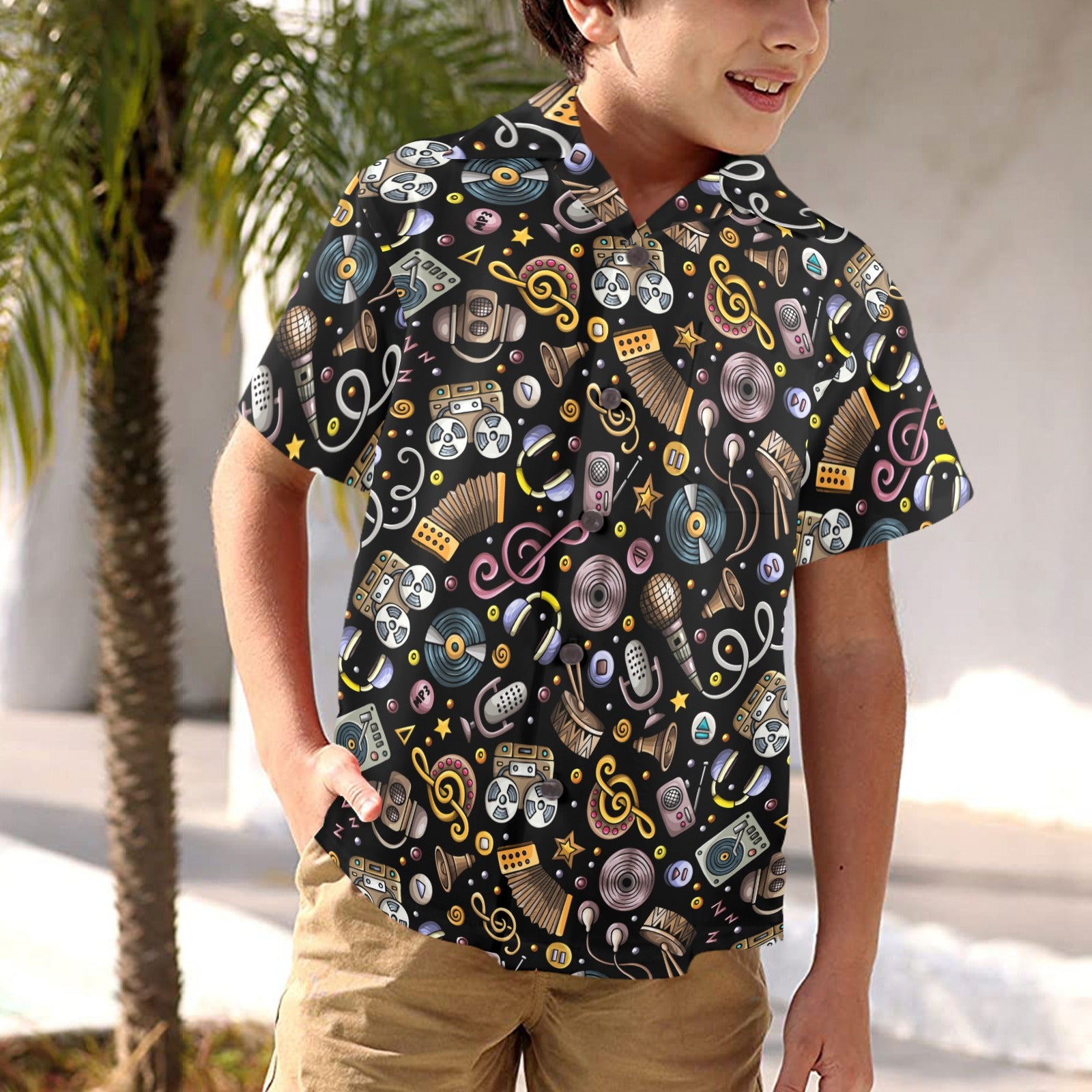 Retro Music Mix - Junior Kids Hawaiian Shirt