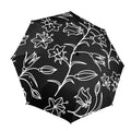 Black And White Floral - Semi-Automatic Foldable Umbrella (Model U12) One Size Semi-Automatic Foldable Umbrella (U12)