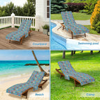 Doughnuts On Blue Beach Chair Towel Cover with Side Pockets