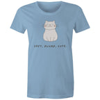 Cat, Soft, Plump Cute - Womens T-shirt Carolina Blue Womens T-shirt animal Printed In Australia