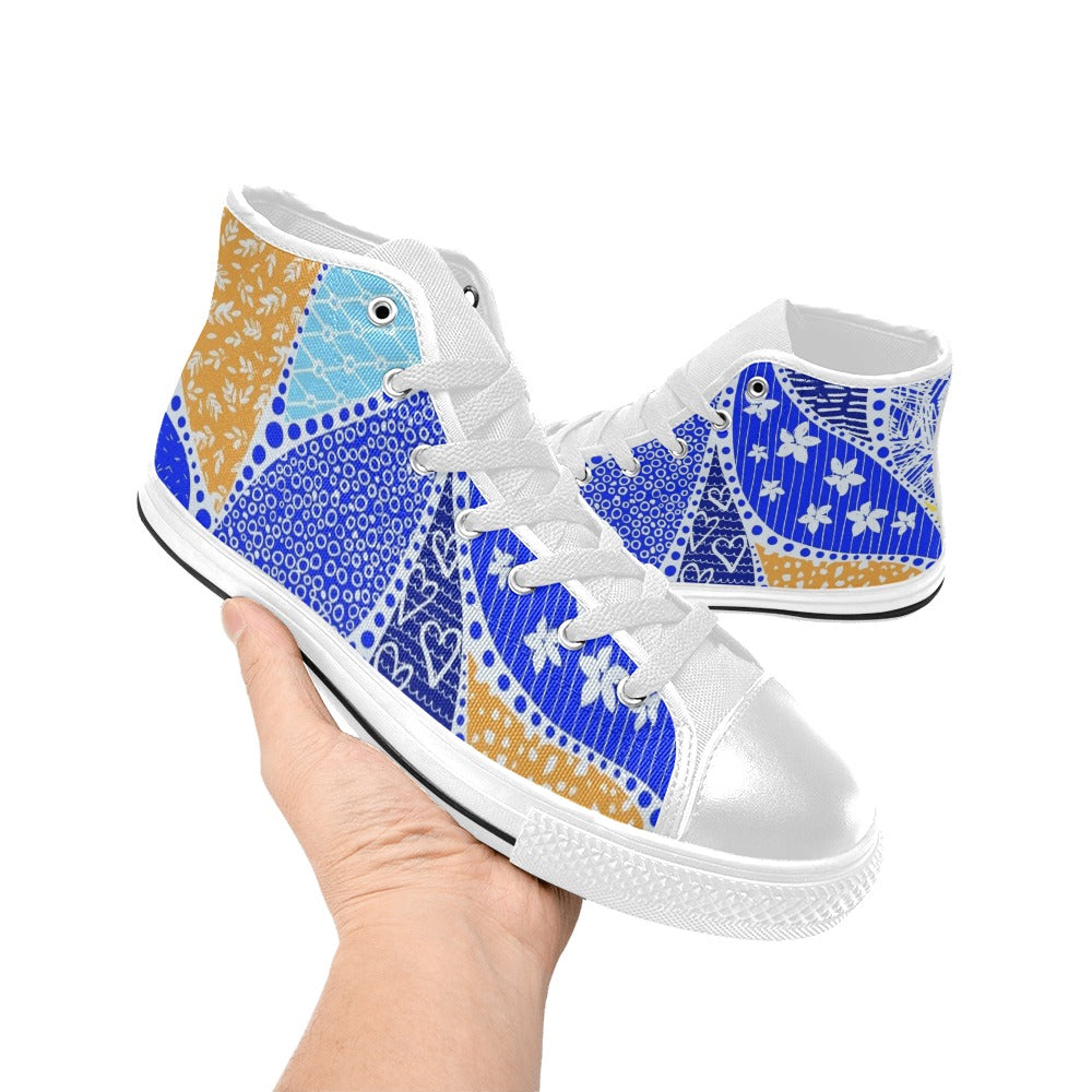 Blue Swirl - Men's High Top Canvas Shoes