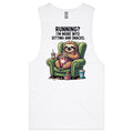 Sloth, Running? I'm More Into Sitting And Snacks Barnard Men's AS Colour Drop Arm Tank Top White Drop Arm Tank Top Fitness Printed In Australia