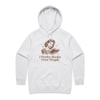 I Prefer Books Over People - Womens Hoodie White Marle Womens Hoodie Printed In Australia Reading