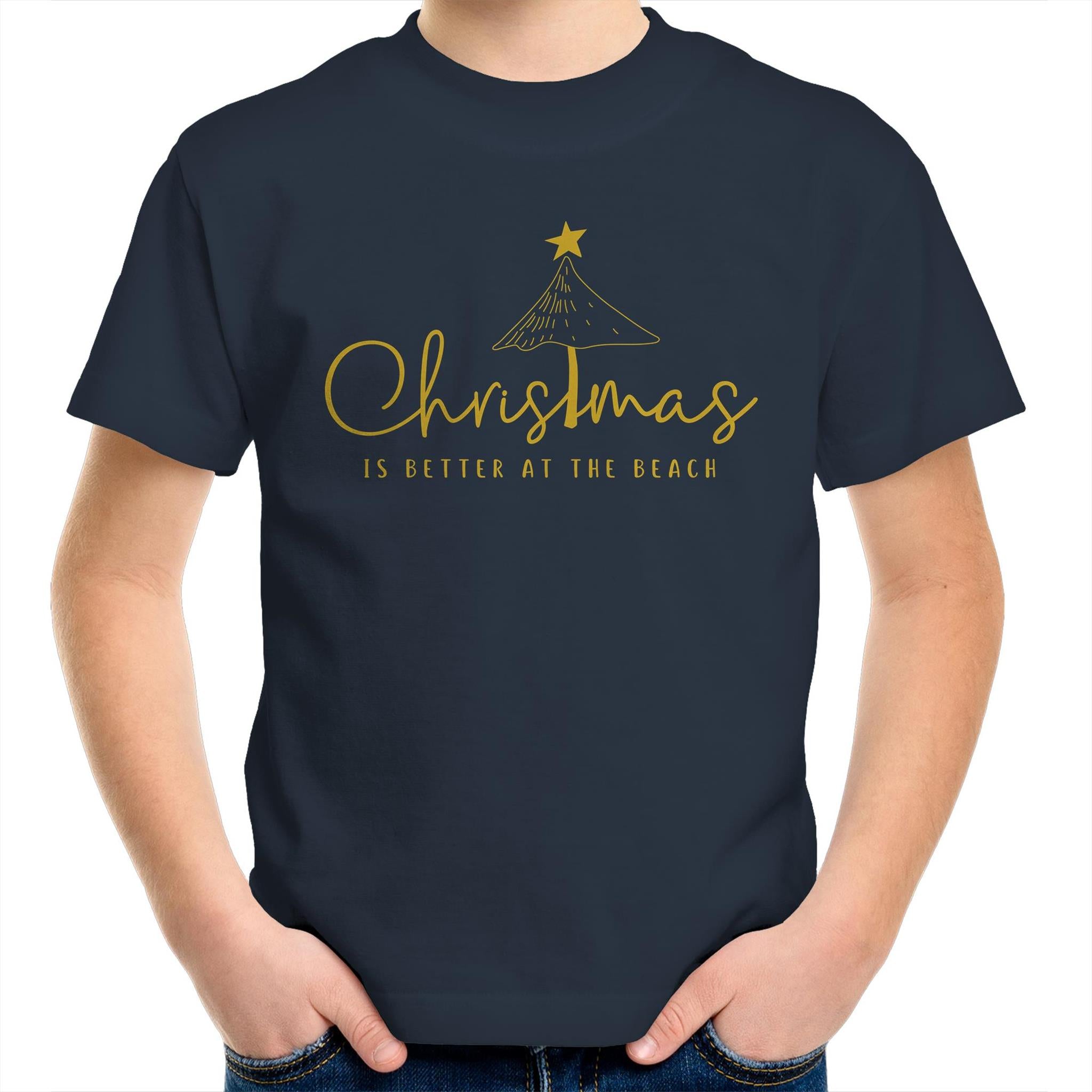 Christmas Is Better At The Beach - Kids Youth T-shirt Navy Kids Christmas T-shirt Christmas Printed In Australia