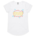 Wow, Comic Book - Womens Scoop Neck T-Shirt White Womens Scoop Neck T-shirt comic Printed In Australia