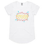 Wow, Comic Book - Womens Scoop Neck T-Shirt White Womens Scoop Neck T-shirt comic Printed In Australia
