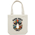 Good Vibes Only, Hippie Mushroom With Sunglasses - Canvas Tote Bag Default Title Tote Bag Positivity Printed In Australia Retro