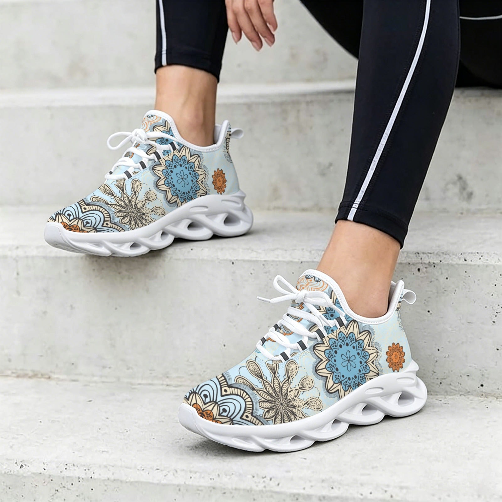 Blue Abstract Women's Twisted Sole Sneakers