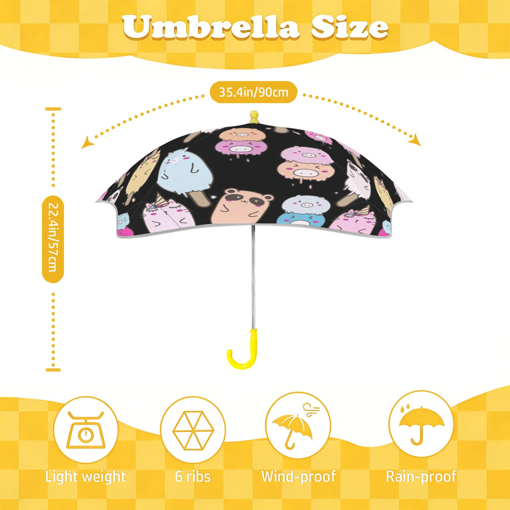 Cute Animal Ice Blocks Kids Safe Round Corner Umbrella Kids Safe Round Corner Umbrella animal Printed Offshore