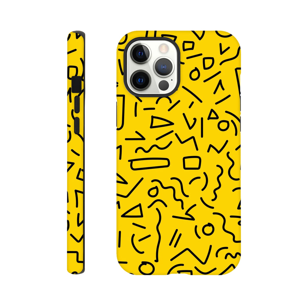 Yellow Black Graphic Squiggle - Apple iPhone Tough case iPhone 12 Pro Max iPhone Tough Case Globally Fulfilled Retro