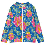 Blue And Pink Tropical Women's Full-Zip Hoodie