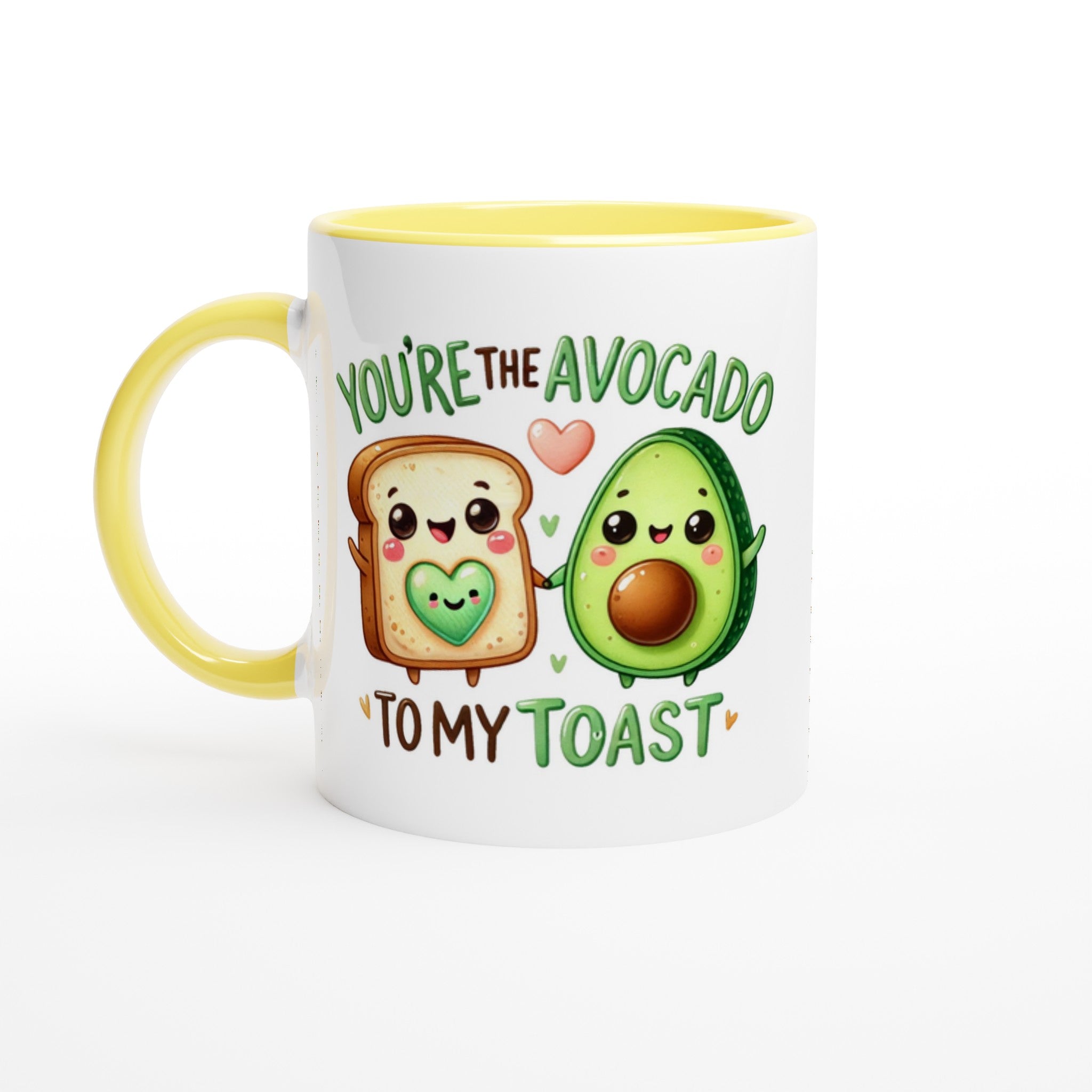 You're The Avocado To My Toast, Valentine - White 11oz Ceramic Mug with Colour Inside Ceramic Yellow Colour 11oz Mug Food Globally Fulfilled Love