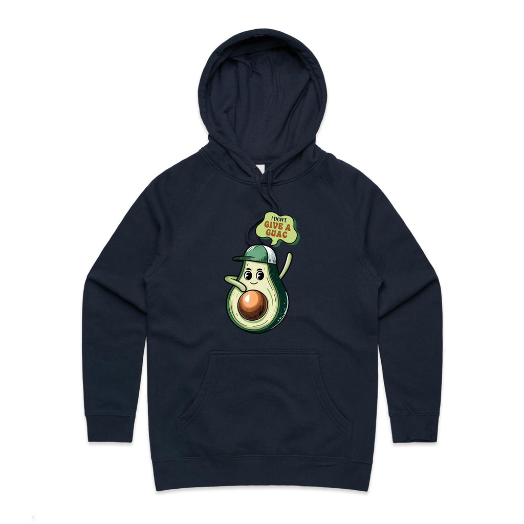 Avocado, I Don't Give A Guac - Womens Hoodie Navy Womens Hoodie Food Printed In Australia