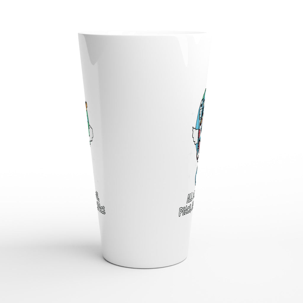 Astronaut, All We Need Is Love, Peace And A Little Space - White Latte 17oz Ceramic Mug Latte Mug Globally Fulfilled Space