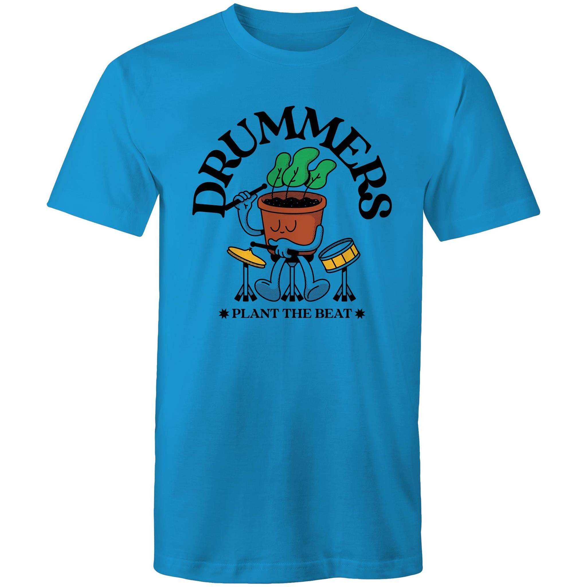 Drummers Plant The Beat - Mens T-Shirt Arctic Blue Mens T-shirt Music Printed In Australia