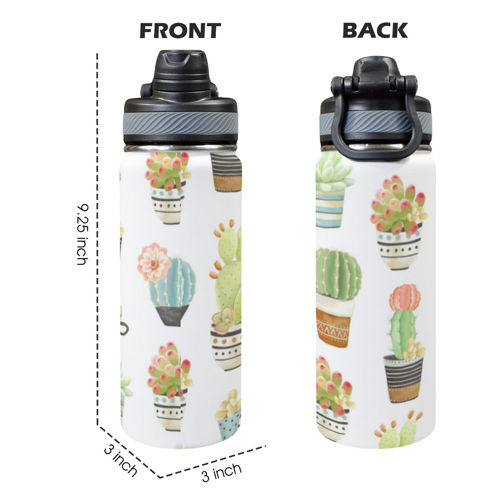 Succulent Pot Plants - Insulated Water Bottle with Dual-Use Lid (18oz) Insulated Water Bottle with Dual-Use Lid (18oz) Plants Printed Offshore