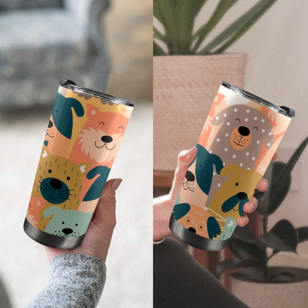 Lots Of Dogs - 20oz Mobile Tumbler with Lid (Black Lock) 20oz Travel Mug animal Printed Offshore
