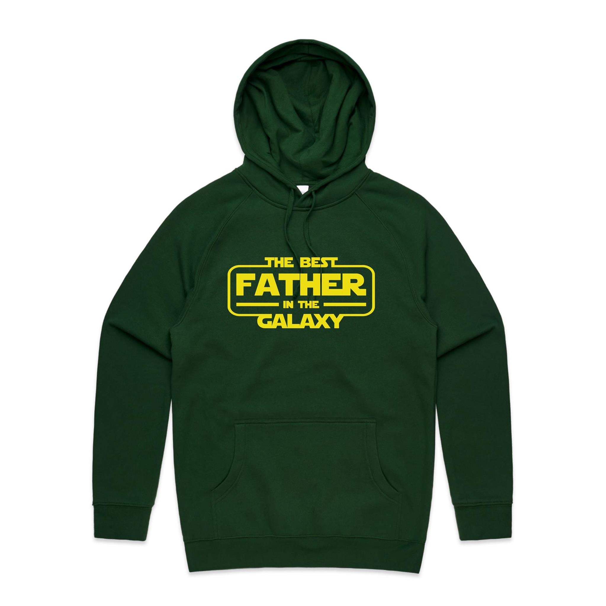 The Best Father In The Galaxy - Mens Hoodie Forest Green Mens Hoodie Dad Printed In Australia