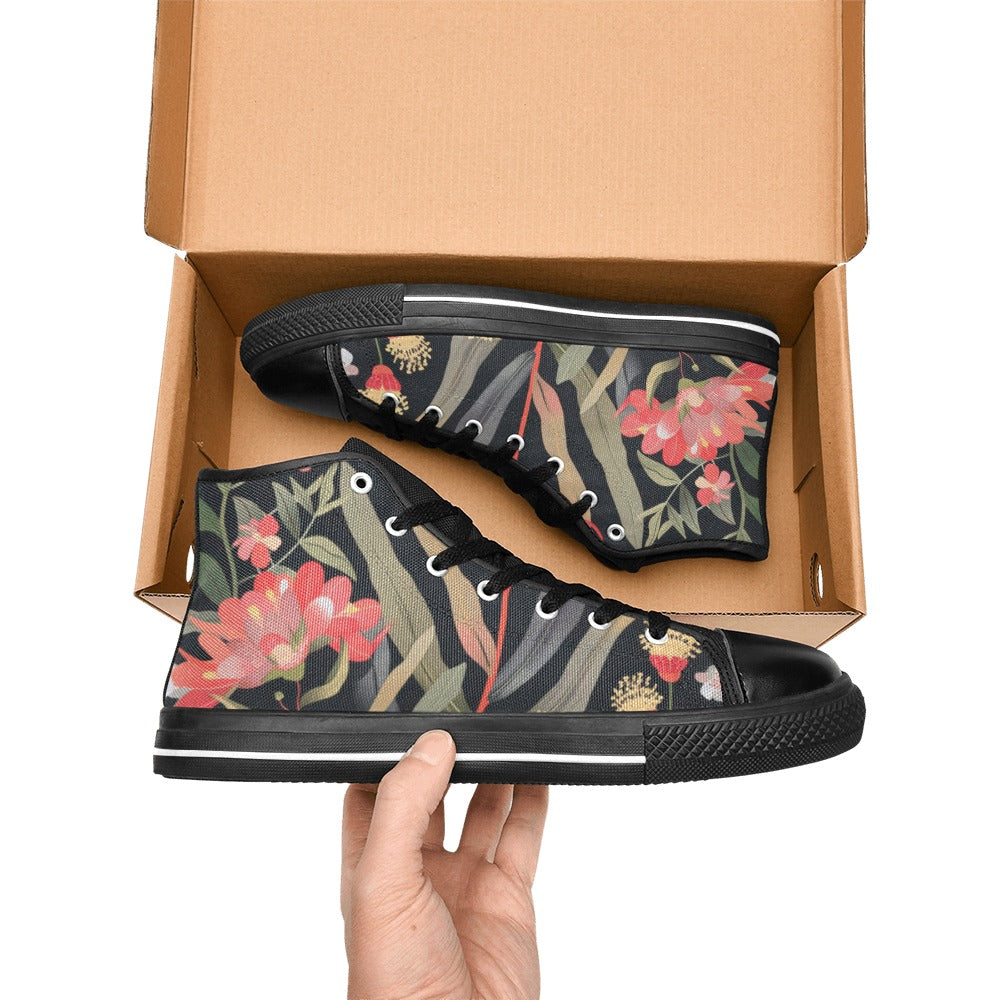 Australian Waratah Flower - Men's High Top Canvas Shoes